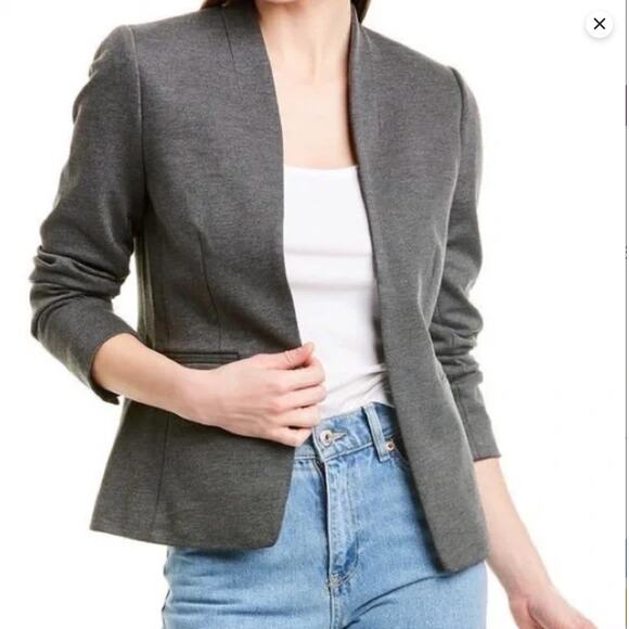 J.CREW 365 Gray Collarless Going Out Blazer in Stretch Twill // 4 - Picture 9 of 9